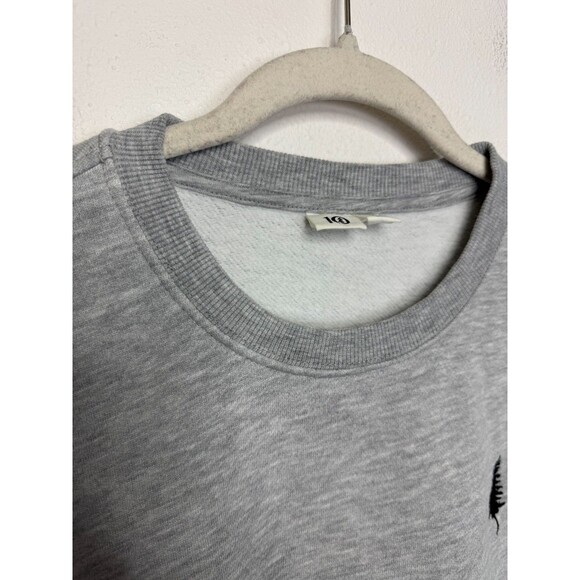 Tentree Womens Medium Golden Spruce Fleece Sweater Gray Crewneck Embroidered - Picture 5 of 13